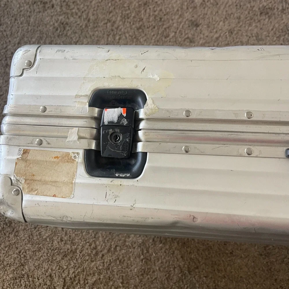 Vintage Rimowa Large Suitcase Two Wheeled Silver Aluminum Trunk Made in‎ Germany